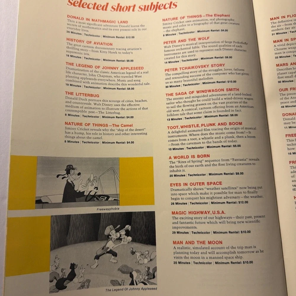 Walt Disney Entertainment Motion Pictures 1970-1971 Catalog of 16mm films rental